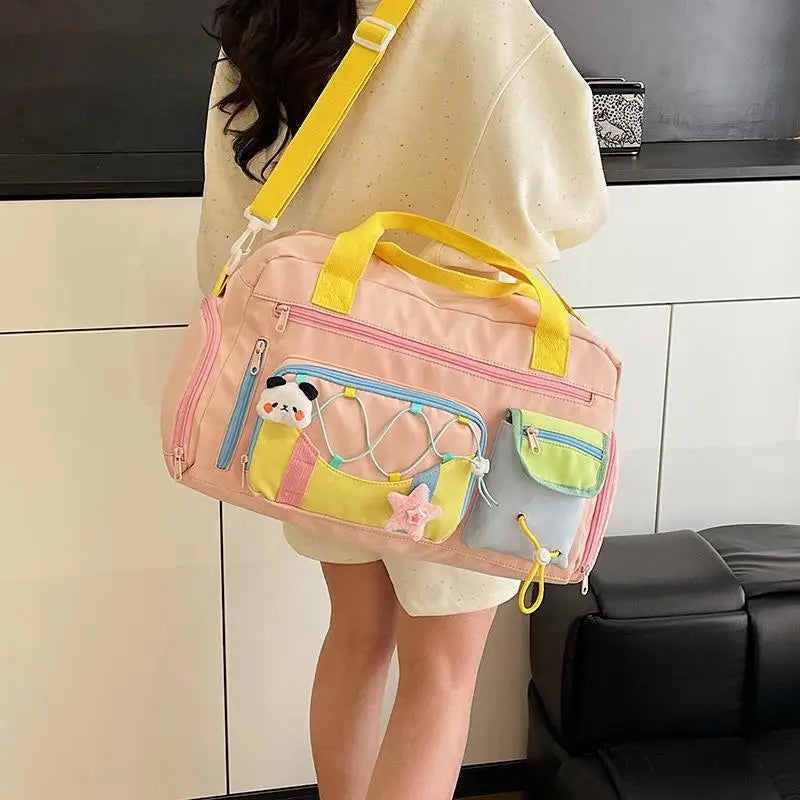 Large Capacity Color Block Tote Bag Fashion Contrast Color Handbag Casual Portable Shopper Bag for Women Daily Use Oasis Select