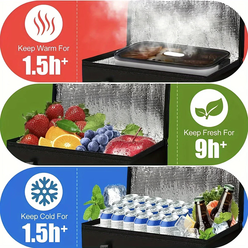 XL/Large Insulated Bag: Keep Food Hot & Cold For Hours - Grocery Tote, Soft Cooler Bag, Pizza Warmer Lightweight & Sturdy Zipper Oasis Select