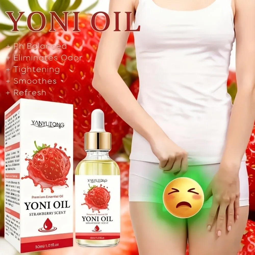 30ml Yoni Oil, Strawberry Scented, Natural & Plant-Based, pH Balance, Odor Eliminator, Feminine Care, Moisturizer Oasis Select 1 pcs 30ml