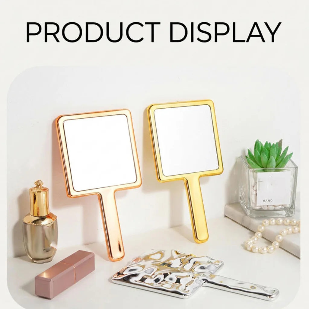 Square Handheld Makeup Mirror Liquid Shape Vanity Mirror With Handle Hand Mirror Spa Salon Compact Mirrors For Eyelash Extension Oasis Select