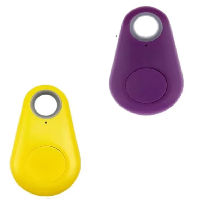 1/2pcs Mini Fashion Smart Dog Pets Bluetooth 4.0 GPS Tracker Anti-lost Alarm Tag Wireless Child Bag Wallet Key Finder Locator Oasis Select Yellow-Purple