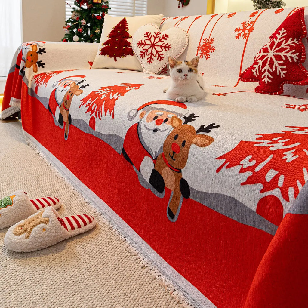 2025 New One-piece Christmas-themed Sofa Cover Blanket for The Living Room Sofa Covers Couch Covers for Sofas Oasis Select 180cm x 340cm Santa Claus