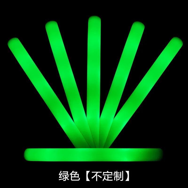 Silver Sponge Glow in The Dark Flash Stick - Colorful & Customizable Party Decoration Glow Stick Oasis Select green 10PCS (4x48cm)