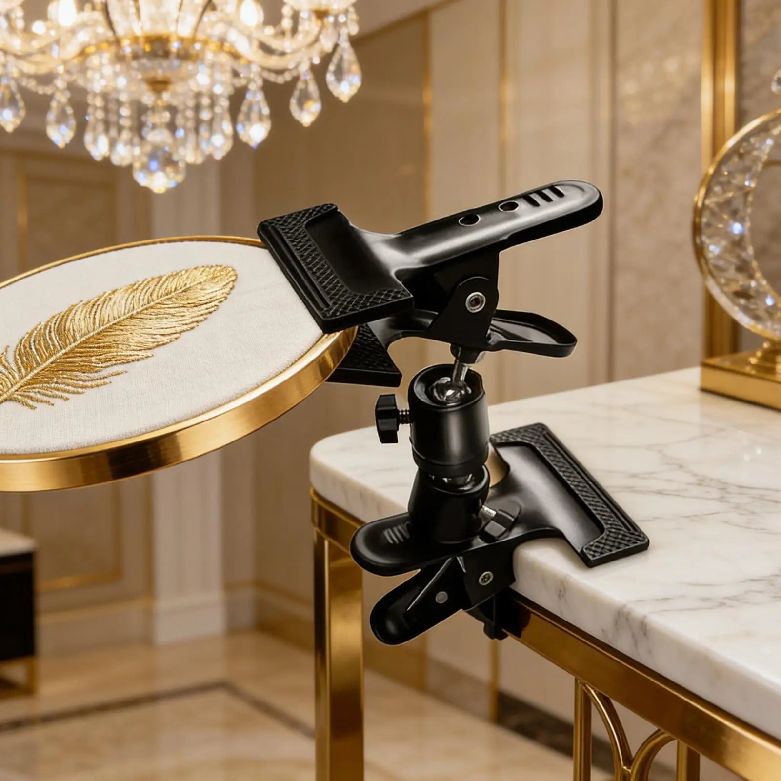 Heavy Duty Adjustable Portable Clamps Embroidery Holder Embroidery Hoop Holder Lap Stand for Sewing Needlework Craft Beginners Oasis Select