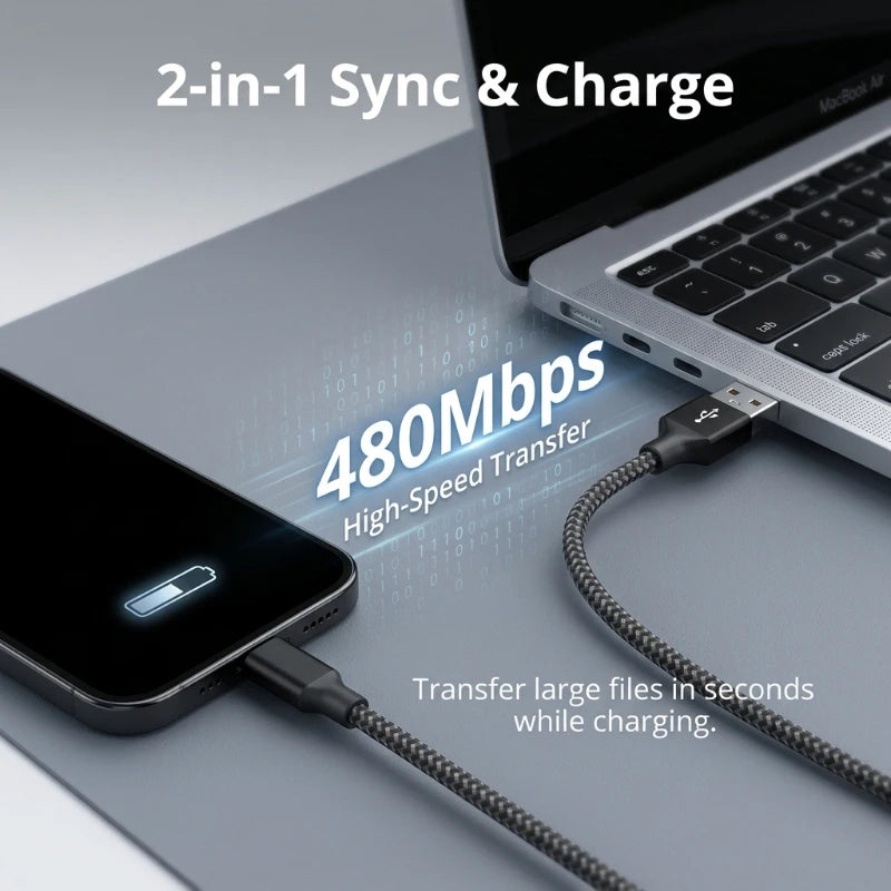 USB To Type-C Nylon Data Cable Supports 10A Ultra-Fast Charging 1m/3m Pptional Both Electrical Charging And Data Transmission Oasis Select