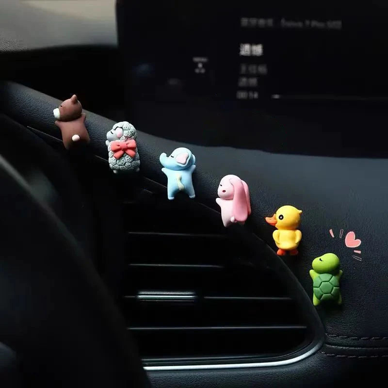 6pcs/set Cute Lying Mini Turtle Car Interior Decoration Funny Auto Center Console Rearview Mirror Ornaments For Car Accessories Oasis Select