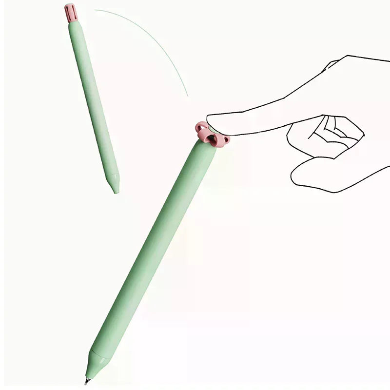1/4Pcs Creative Small Flower-Shaped Push-Button 0.5mm Black Quiz Pen/Gift Pen/Stationery/Signature Pen Oasis Select