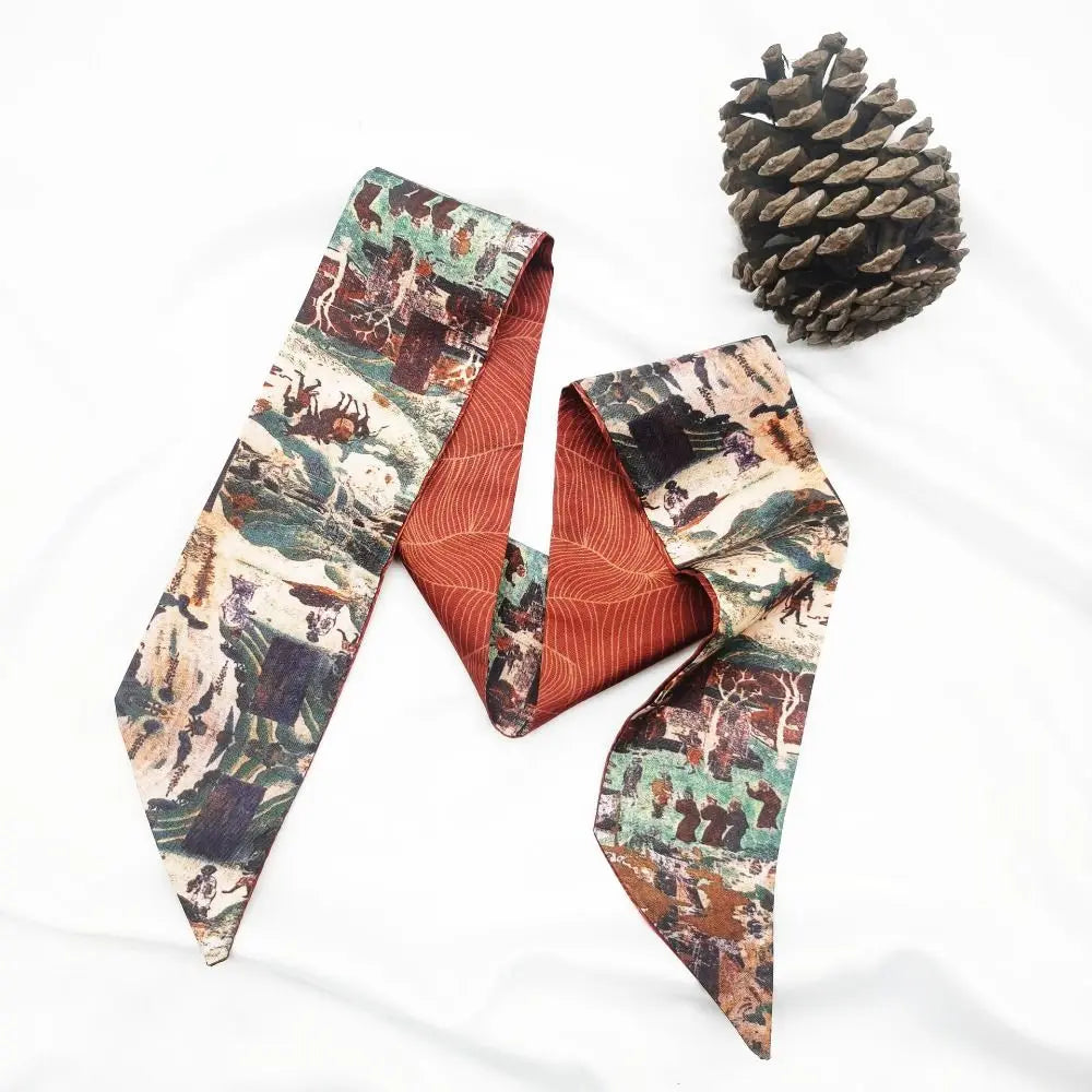 New Floral Headband Ribbon Oil Painting Headscarves Chinese Style Floral Scarf Oasis Select 7