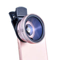 Universal 2-in-1 lens clip 37mm mobile phone lens professional 0.45x 49uv ultra wide angle + macro HD lens for Xiaomi, Android Oasis Select Rose Gold