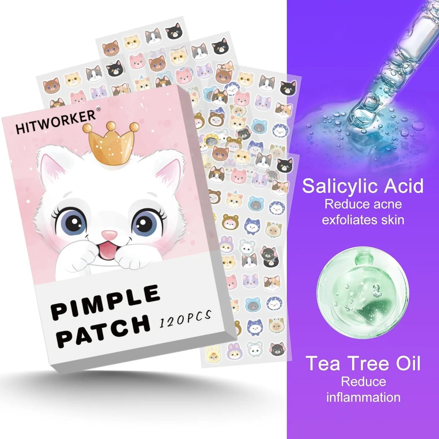 40/100pcs cute cartoon kitten acne cover patch, gentle and non irritating to the skin Oasis Select