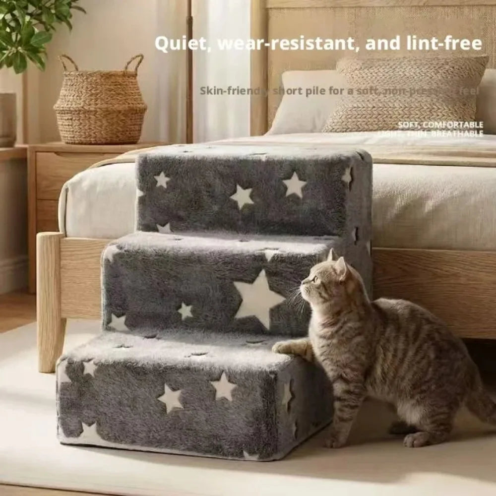Noctilucent Star Shape 3/4 Pets Steps Foam Dogs Secure Stairs Ramps Pet Steps for Protect Older Dogs Non-Slip Pet Sofa Bed Ladde Oasis Select