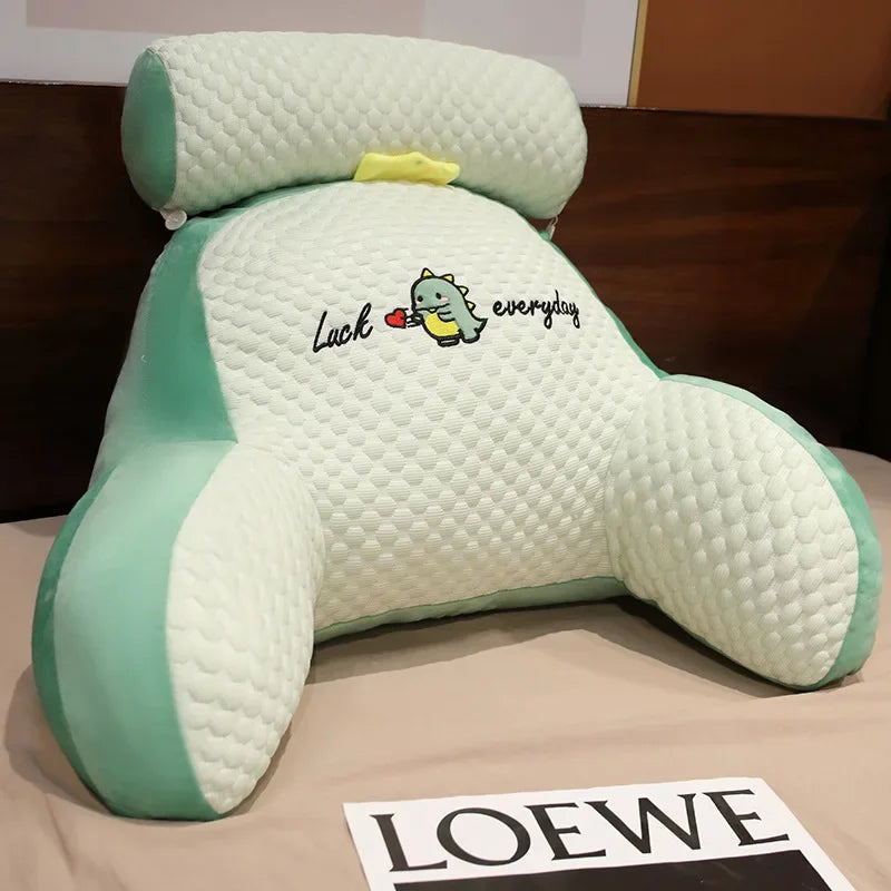 1pc Ergonomic Reading Pillow with Adjustable Back Support,Soft Lumbar Support for Bed, Sofa, Chair,Breathable Chair Cushion Oasis Select light green