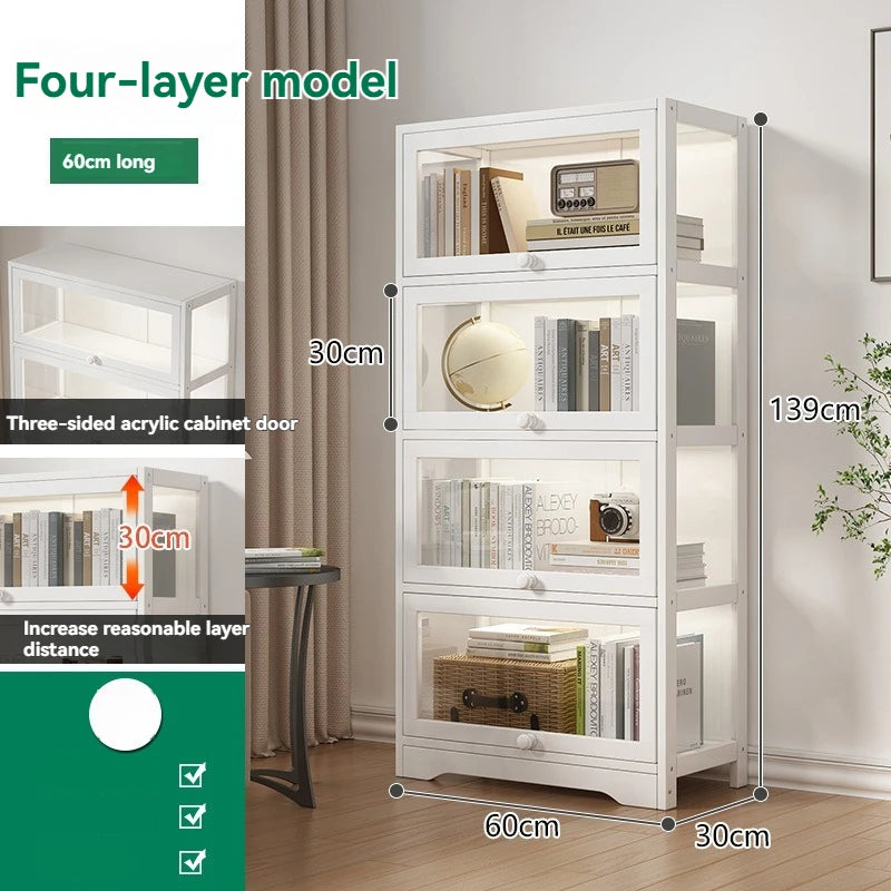 Handmade display cabinet, transparent acrylic bookshelf, dust-proof bookshelf, doll storage rack, living room floor standing sto Oasis Select 4th floor A