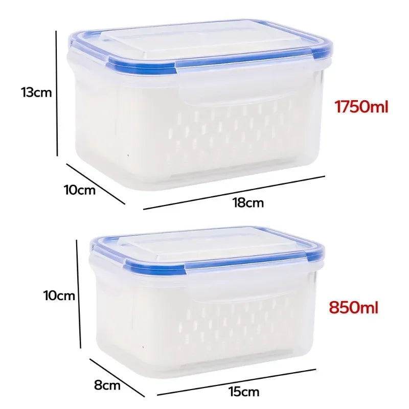Food Storage Boxes Double-layer Refrigerator Food Fresh Sealed Box Vegetable Fruit Box Drain Basket Container Kitchen Organizer Oasis Select