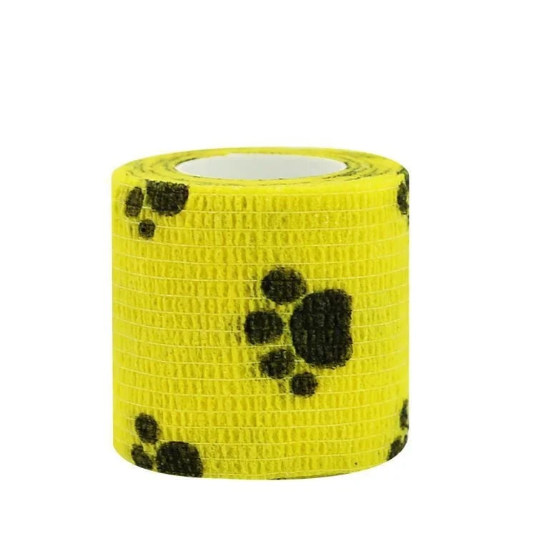 Self-adhesive Elastic Bandage For Pet Nonwoven Bandage Cover Protector Dog Outdoor Retractable Sports Tape Self Adherent Bandage Oasis Select Yellow Footprint 10x45cm
