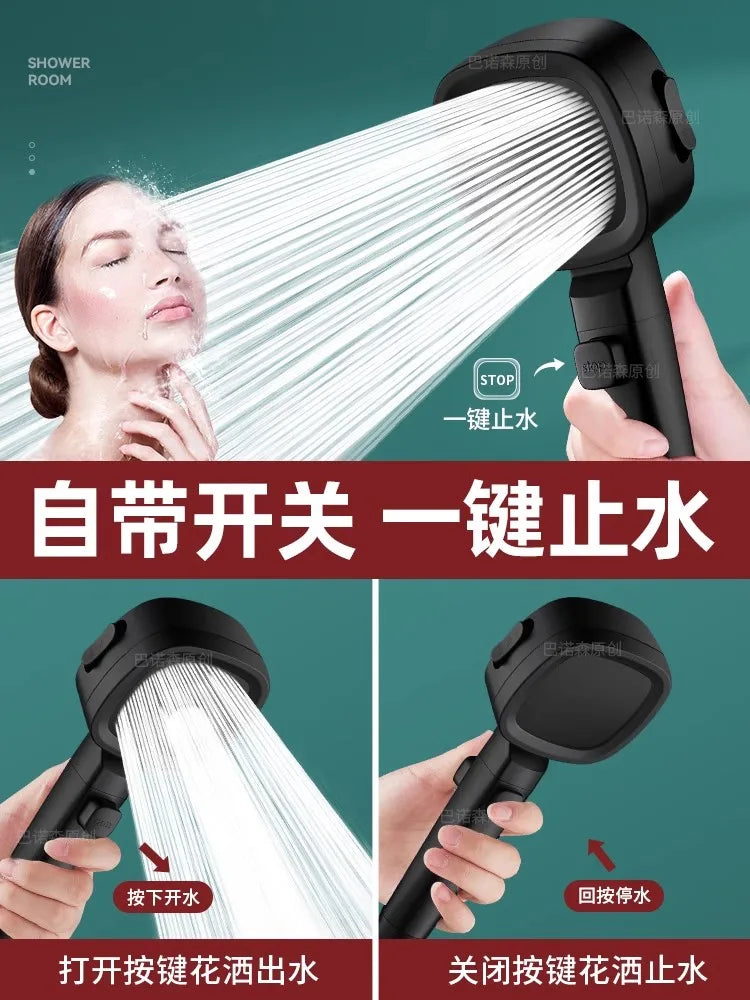 New 3 Modes High Pressure Shower Head Water Saving Shower Adjustable One-Key Stop Water Massage Sprayer Bathroom Accessories Oasis Select