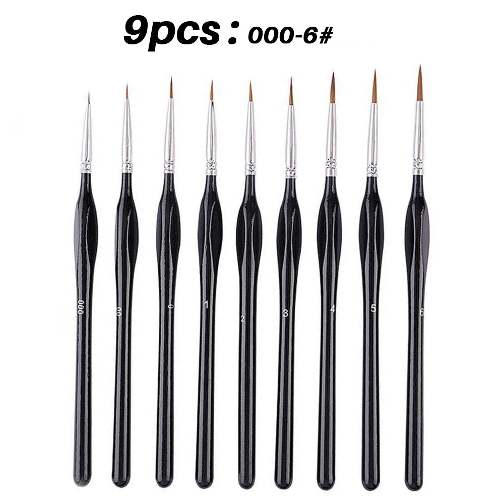 3/6 Fine Brush Set, Suitable for Acrylic Painting, Model Details, and Miniature Art | Precision Crafted Synthetic Nylon Bristles Oasis Select 9pcs 000-6