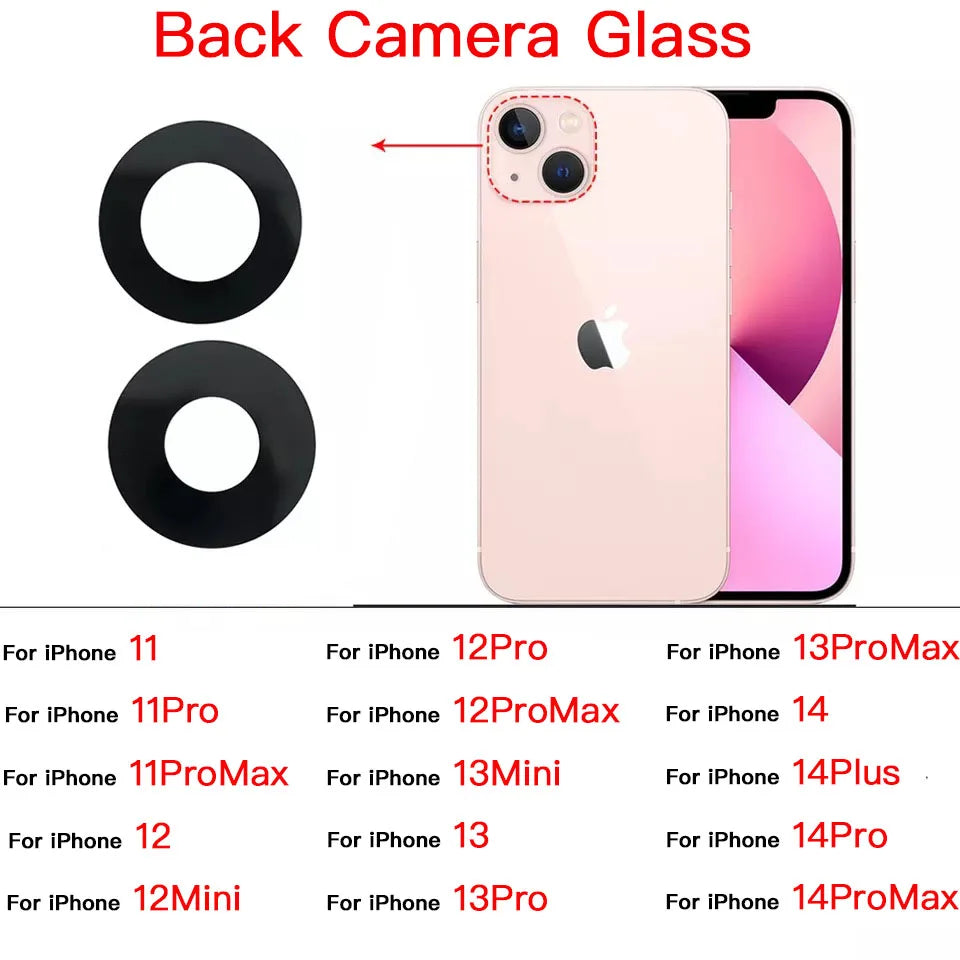 iPhone 11–14 Rear Camera Glass Lens Cover + 3M Sticker
