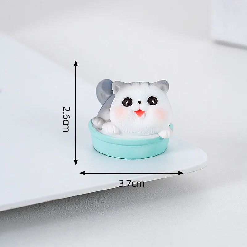 Naughty Resin Small Cat Figurine Mini Cartoon Kitten Ornaments 3D Cat Desktop Decoration Creative Car Mounted Figurines Oasis Select Style K