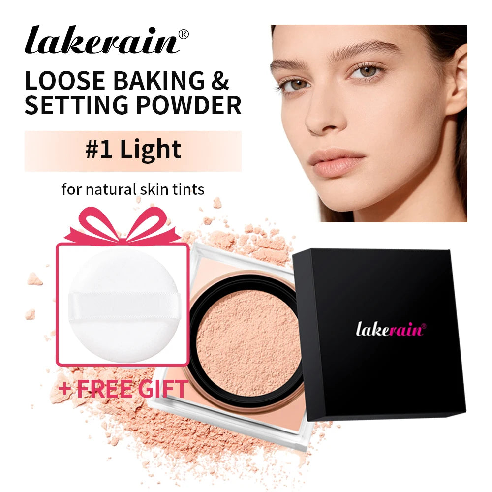 Loose powder makeup Loose Baking&Setting Powder Matte Waterproof Long Lasting Oil Control 4 Colors Loose Powder Makeup Cosmetics Oasis Select Color1with free puff