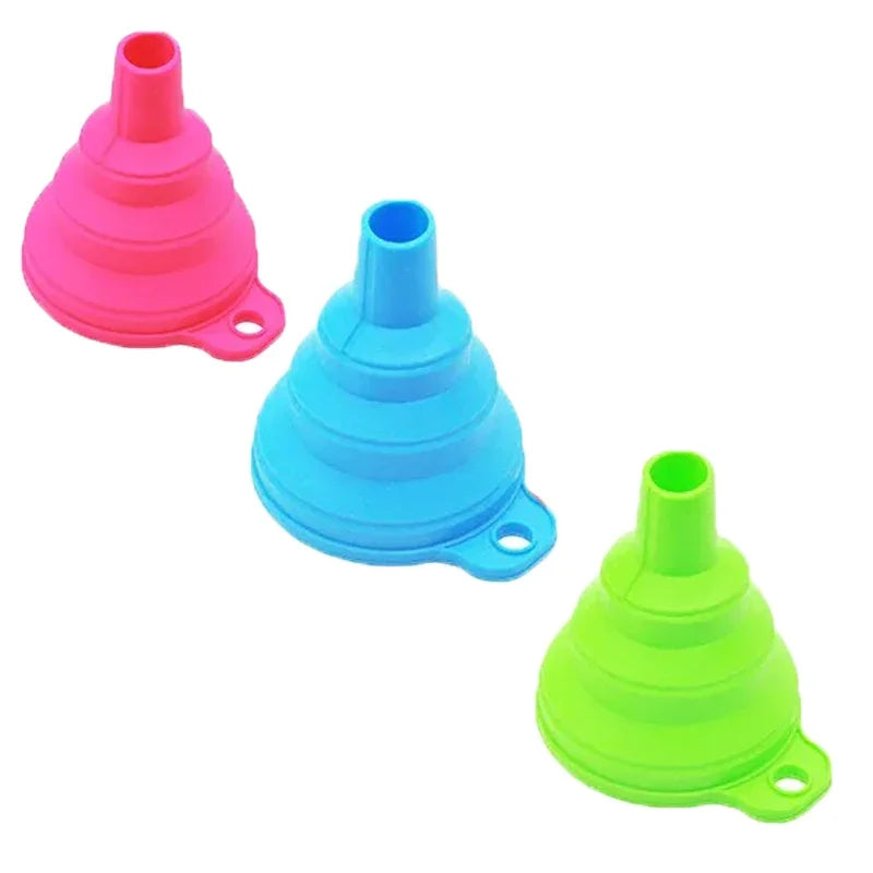 Silicone Collapsible Foldable Funnel Household Kitchen Cooking Tools Portable Wine Mini Portable Oil Pot Funnel Oasis Select B-3PC
