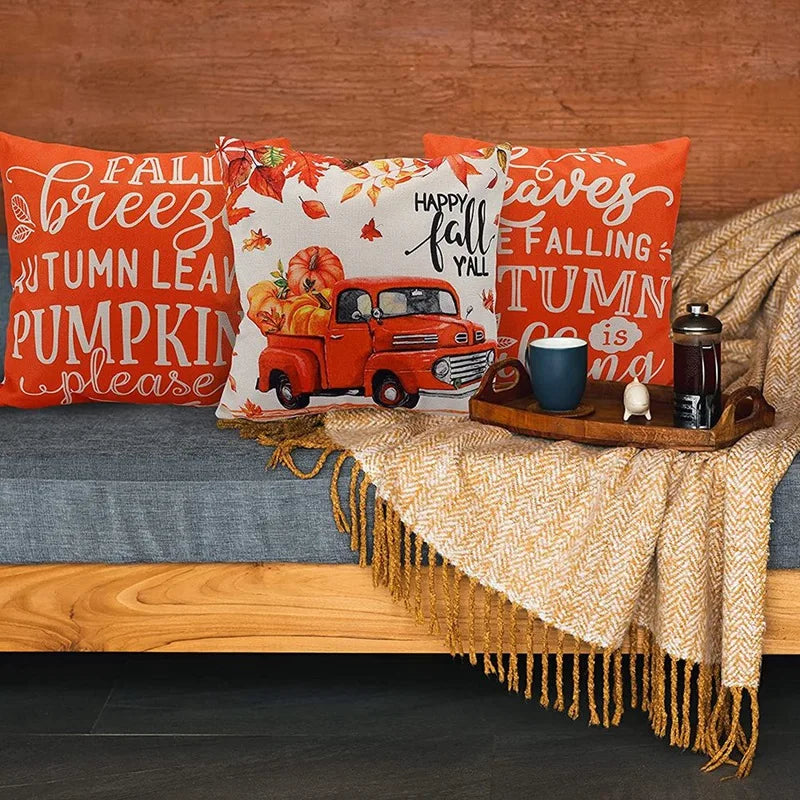 Fall Pillow Covers 18X18 Set Of 4 Outdoor Throw Pillowcase Farmhouse Thanksgiving Decorations For Home Decor Oasis Select