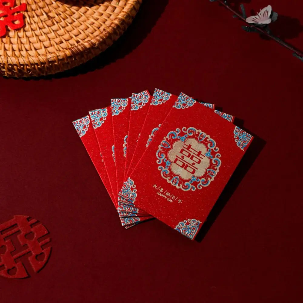 20pcs New Trendy Multiple Patterns Money Pocket Lucky Money Good Luck Blessing Bag Best Wishes Red Envelope Chinese Wedding Oasis Select 06