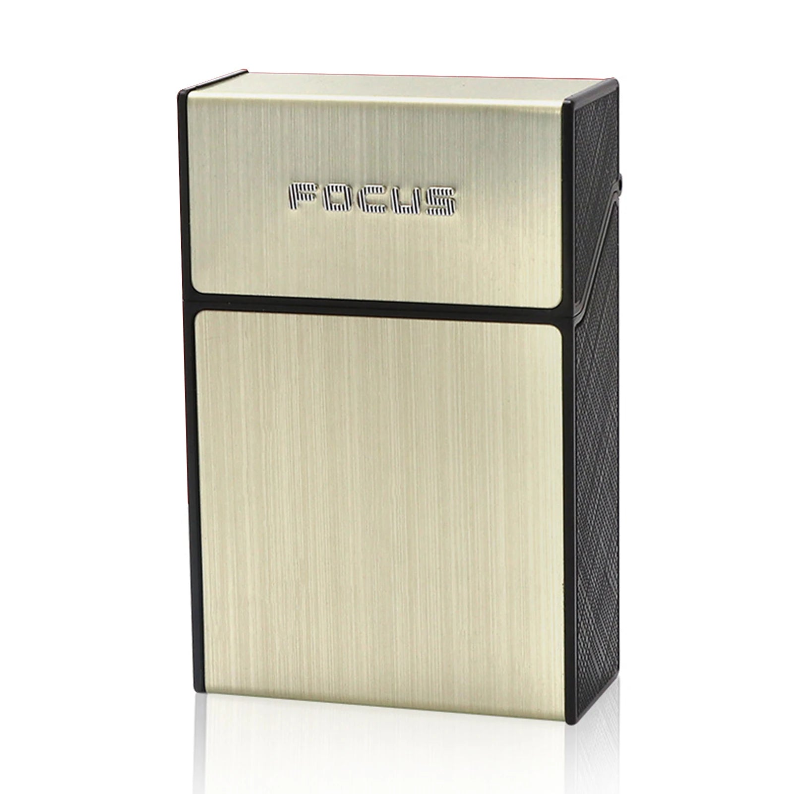 20pcs Portable Cigarette Box Aluminum Alloy Flip Top Holder Anti Pressure Proof for Hard Soft Pack Smoking Accessory Gift Oasis Select Black gold