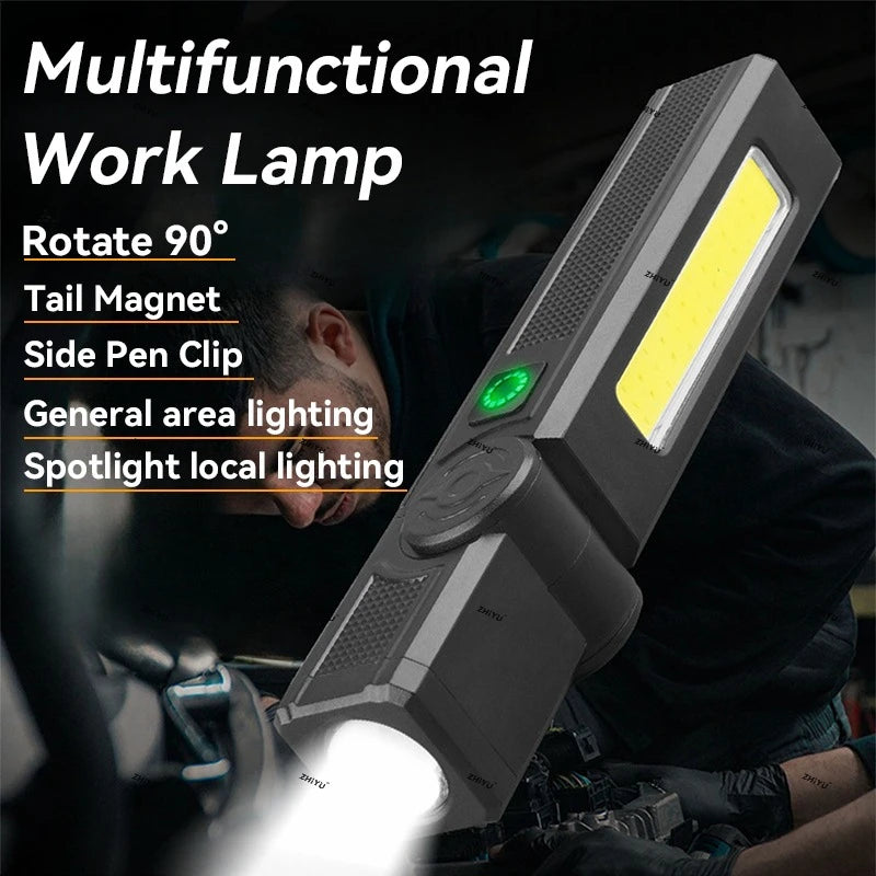 ZHIYU COB LED Work Light – USB Rechargeable L-Shape Flashlight