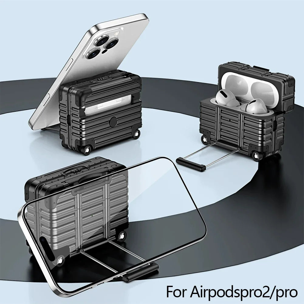Mini Suitcase AirPods Case – Drop-Proof PC & TPU Cover