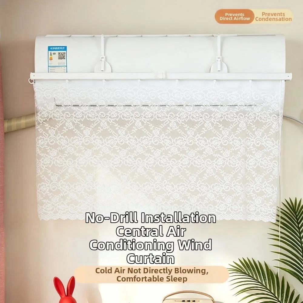 Lace Air Conditioner Guide Cover Anti-Direct Blowing Dust-proof Air Conditioning Curtain 90*50cm No-punching Oasis Select