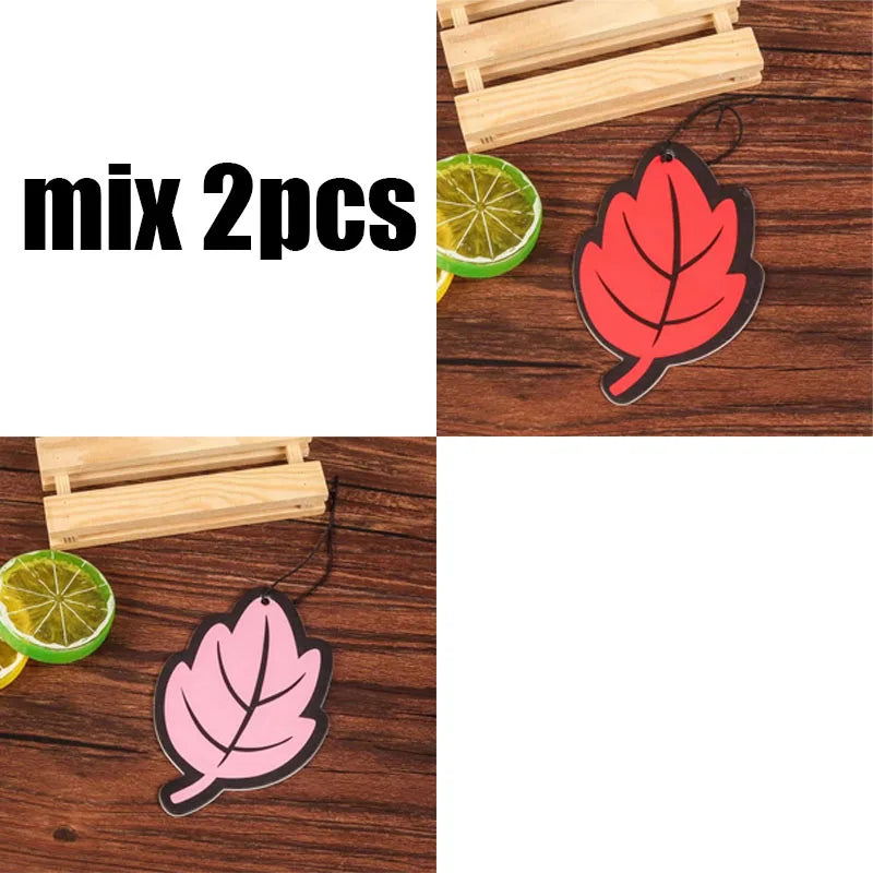 1/2/3/4Pcs Car Air Freshener Natural Scented Tea Paper Auto Hanging Vanilla Perfume Fragrance Leaf Shape Car Interior Oasis Select 2pcs-mix 1