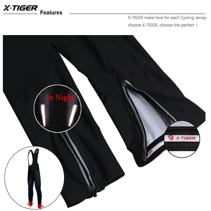 X-TIGER Cycling Bib Trousers Winter Thermal Mountain Bike Pants Bicycle Tights Coolmax 5D Gel Pad Keep Warm Bib Pants Oasis Select