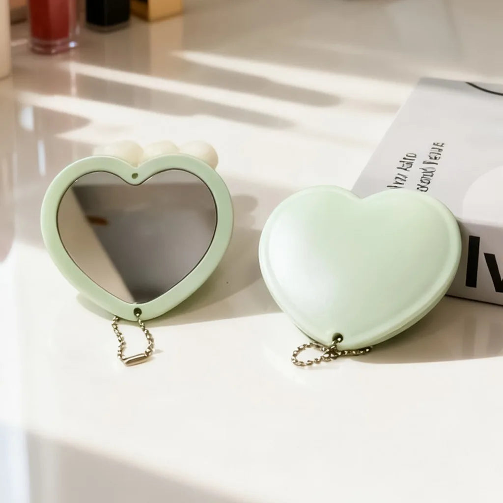 Heart Shaped Compact Makeup Mirror – Double-Sided Pocket Mirror