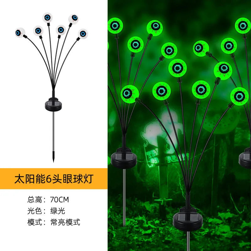 LED Pumpkin Light Solar Energy Outdoor Eyeball Light Halloween Lighting Christmas Decorative Layout Courtyard Lawn Light Oasis Select Green Light