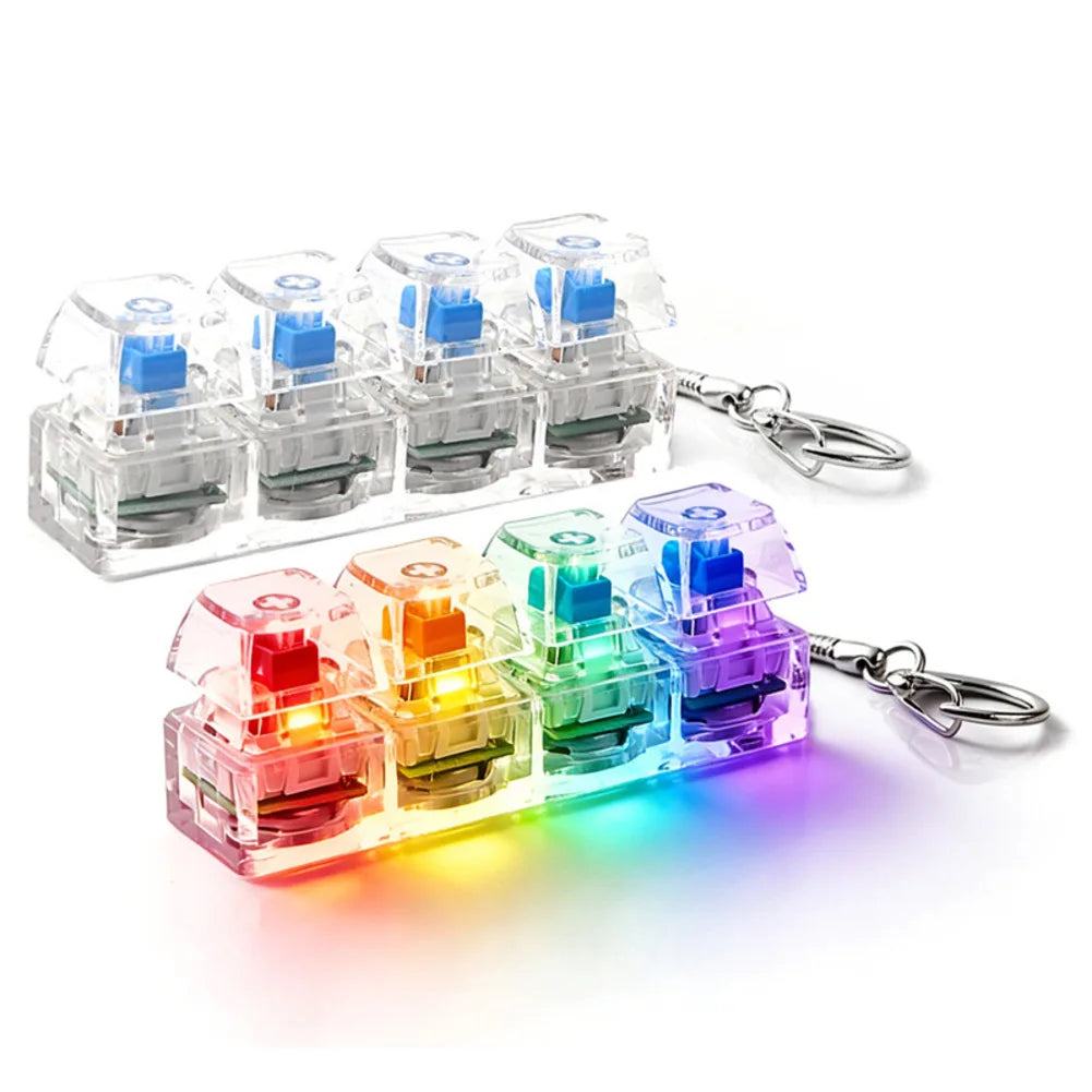 1/2pcs 4-Button Mechanical Keyboard Toy RGB Keyboard Fidget Toy With Lights For Adult To Relief Stress Decompression Calming Oasis Select