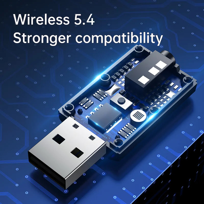 Bluetooth 5.4 Car Audio Transmitter Receiver USB Wireless Music Adapter With Mic Hands-free 3.5mm AUX/RCA For TV Headphone Car Oasis Select