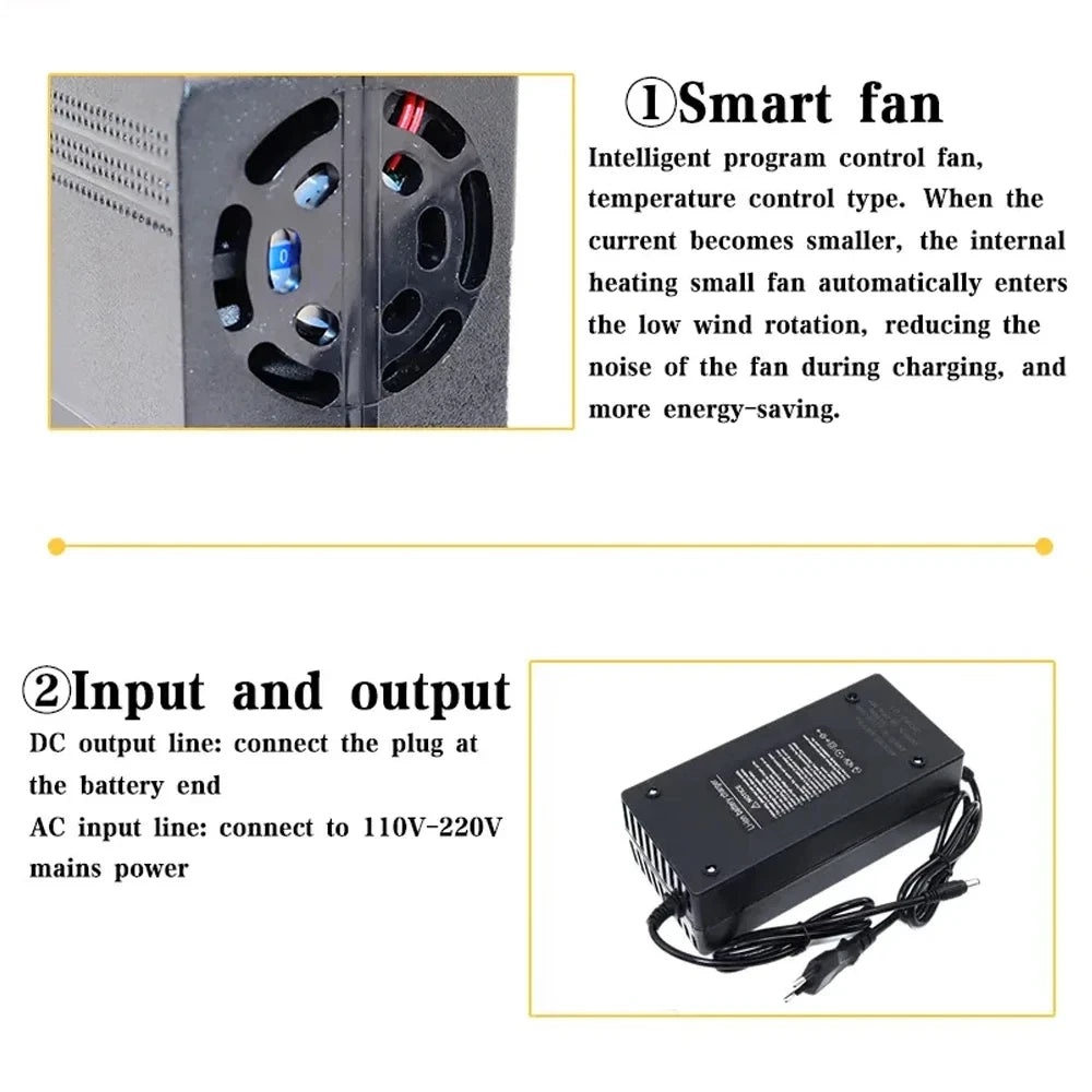 36V 48V 60V 72V Charger 2A 5A 10S 13S 16S 20S Lithium-ion Battery Charger 42V 54.6V 67.2V 84V Intelligent Smart Charging EU Plug Oasis Select