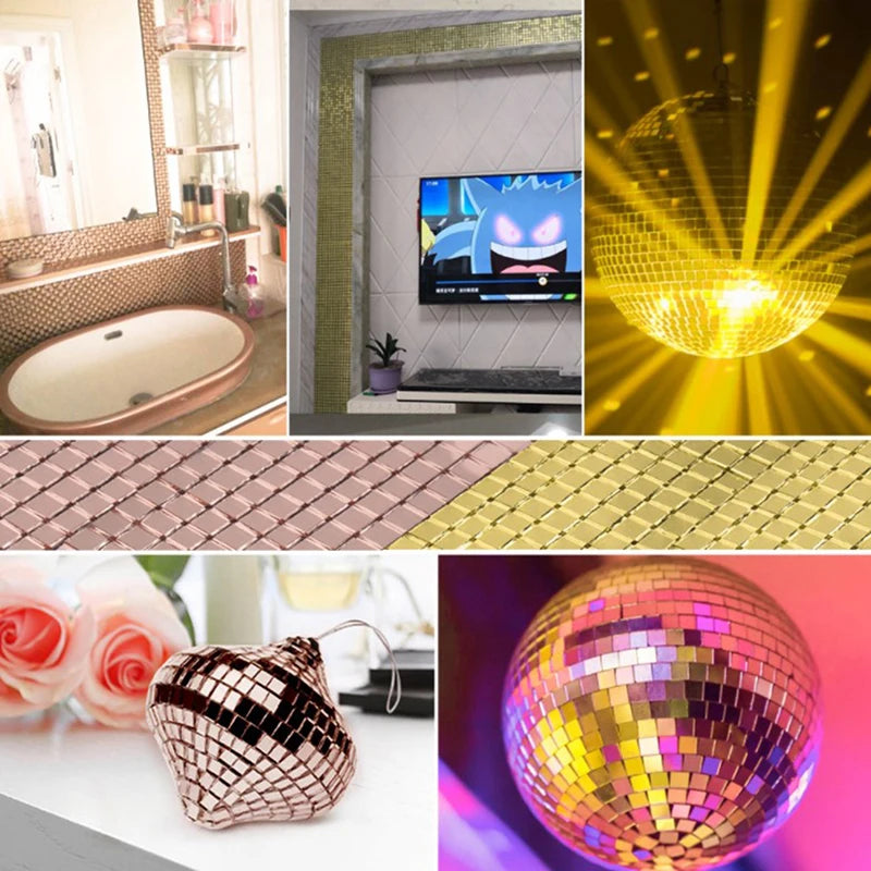 Mirror Mosaic Tile Strip Sticker – Self-Adhesive Acrylic Wall Decor