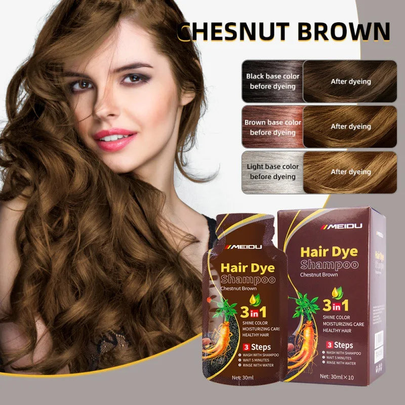 Meidu 3-in-1 Hair Dye Shampoo – Instant Gray to Black, 30ml Hair Dye Shampoo Oasis Select
