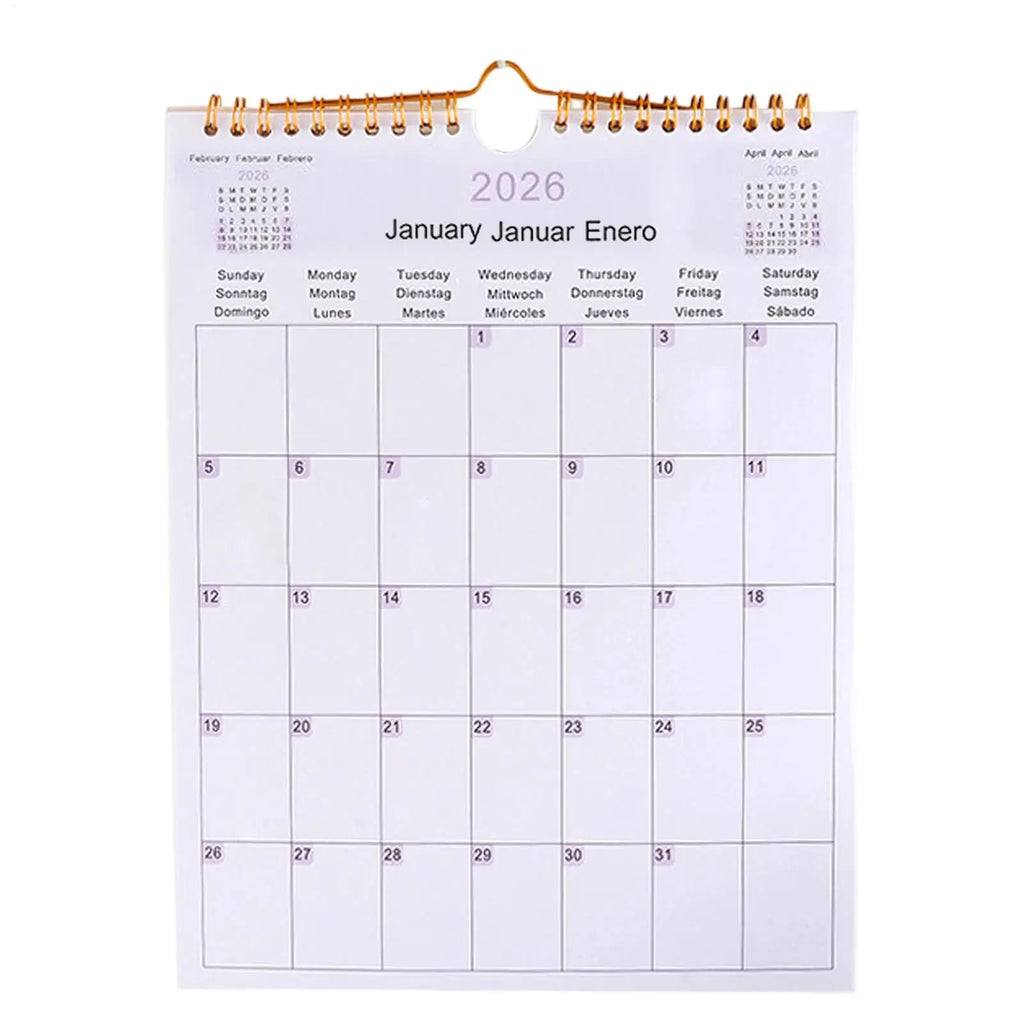 Wall Calendar 2026 12 Month Multilingual Coil Wall Calendar Modern Decorative Planner for Bedroom Dormitory Apartment Family Oasis Select