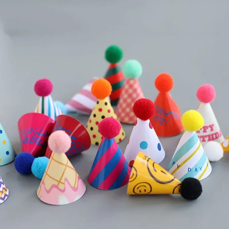 15Pcs/SET Mini Birthday Hat Cake Toppers DIY Cake Decoration Kids Birthday Cake Top Flages Baby Shower Cupcake Toppers Oasis Select HZ
