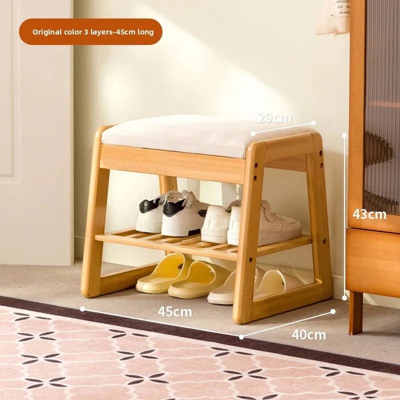 Solid wood shoe changing stool, household storage at the door, narrow shoe stool, shoe cabinet, simple wind fitting room stool Oasis Select Primary double 45