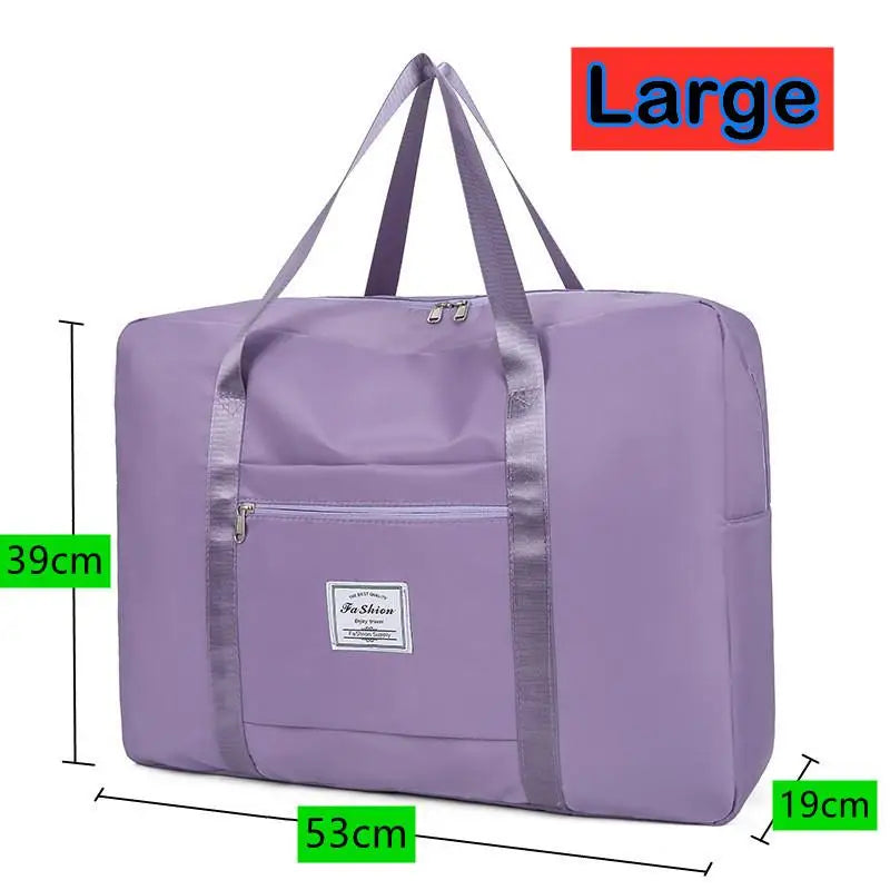 Large Capacity Functional Portable Nylon Moving Storage Bag Folding Luggage Bag Aircraft BagMulti Travel Bag Shoulder Bag Oasis Select L Purple