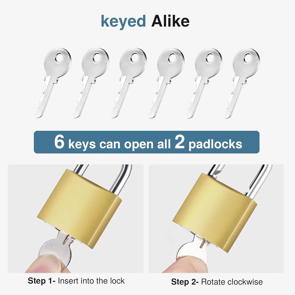 Golden Heavy-Duty Keyed Padlocks with Keys - 32mm Large Locks, Secure Locker Locks for Backpacks, Luggage, School Gym Lockers Oasis Select