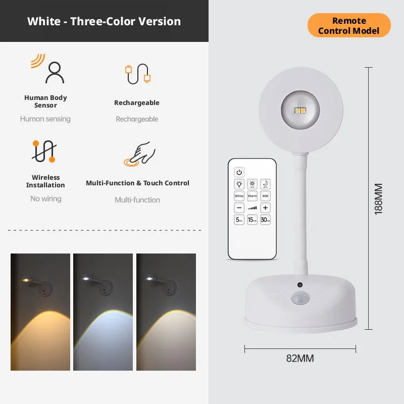 Rechargeable LED Wall Spotlight – Motion Sensor & Remote Control