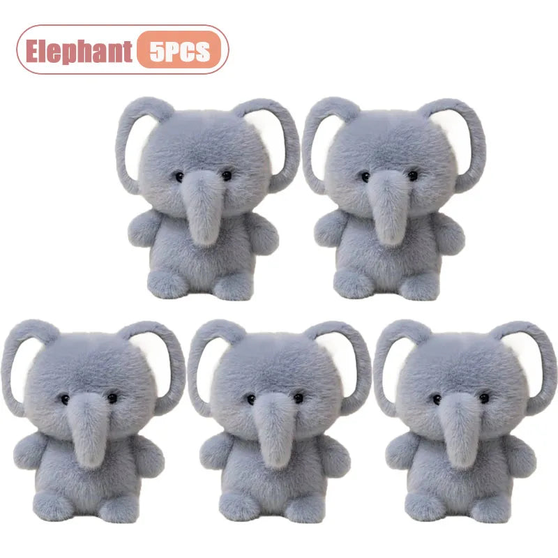 1-5PCS Desk Companion Plush Doll Cute Stuffed Animal for Table Decor Study Buddy Birthday Gift Room Ornament Kawaii Oasis Select Elephant-5PCS
