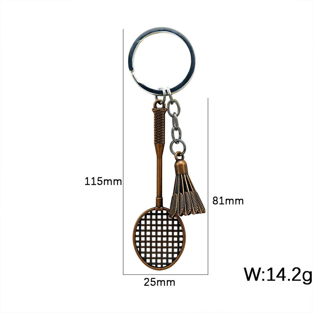 1PC Alloy Badminton Racket Keychain Sports Souvenir Pendant Car Bag Decoration Key Chain Home Decoraction Sport Style Oasis Select