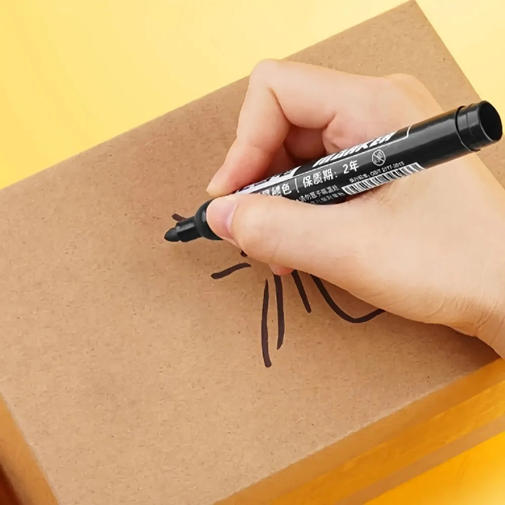 10pcs Waterproof Permanent Markers, Large Capacity Black Ink, Oil-Based, Ideal for Office & Marketing Use Oasis Select