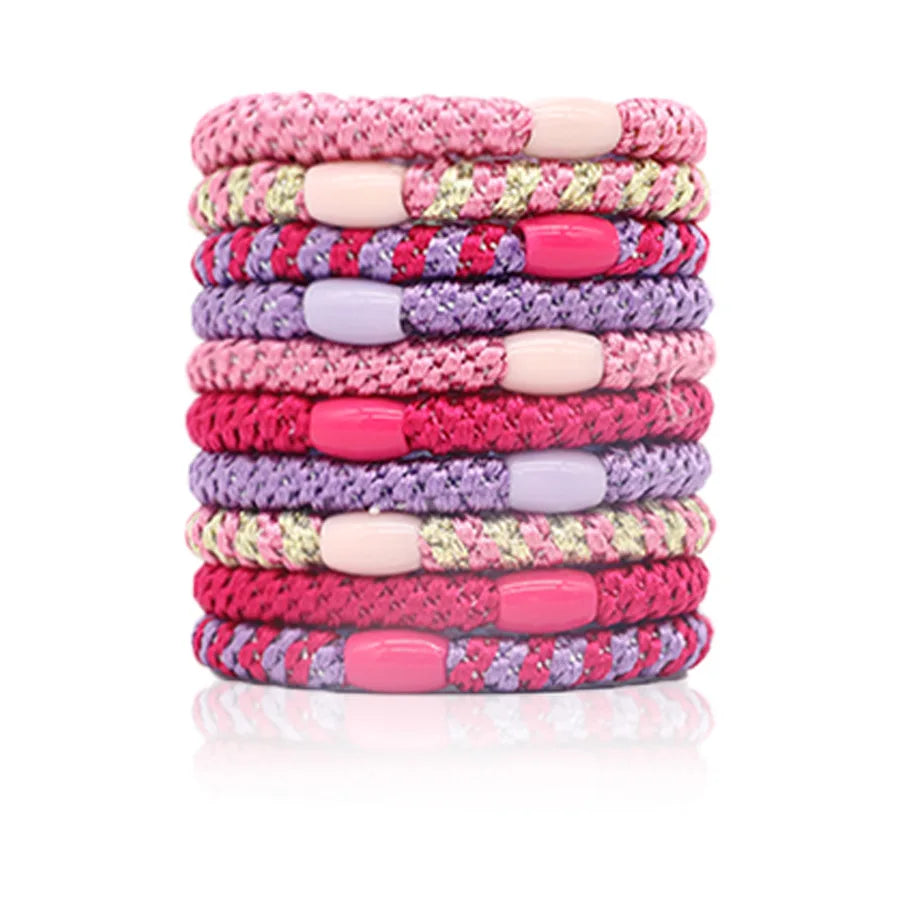 10pcs 5mm Black Mix Elastic Hair Ties Hair Bands No Damage Soft Ponytail Holders Hair Accessories for Girls Women Oasis Select Pink